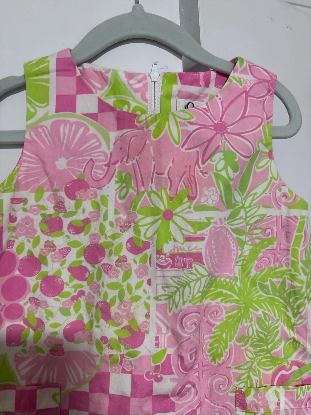 Vintage Lilly Pulitzer dress with elephants 4T pink green shift dress juice